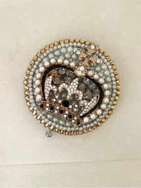 Neiman Marcus Vintage Jeweled Crown Design Handbag Purse Mirror